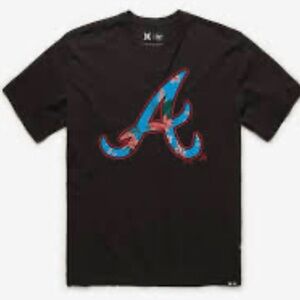 Hurley and 47 Men's Atlanta Braves Short Sleeve tropical floral logo t-shirt M